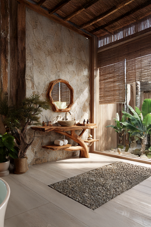 Handcrafted Wooden Live Edge Bathroom Vanity For Luxury Bathroom Decor