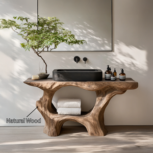 Farmhouse Solid Wood Vanity For Rustic Bathroom Decor