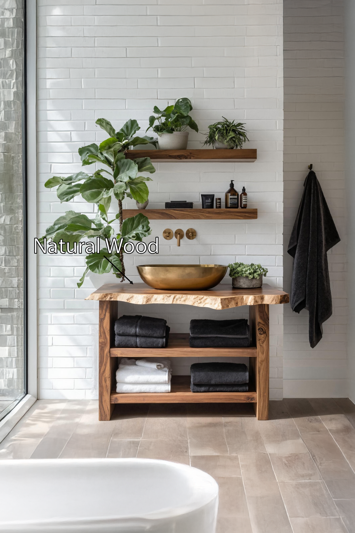 Farmhouse Wooden Vanity For Bathroom Furniture Setup