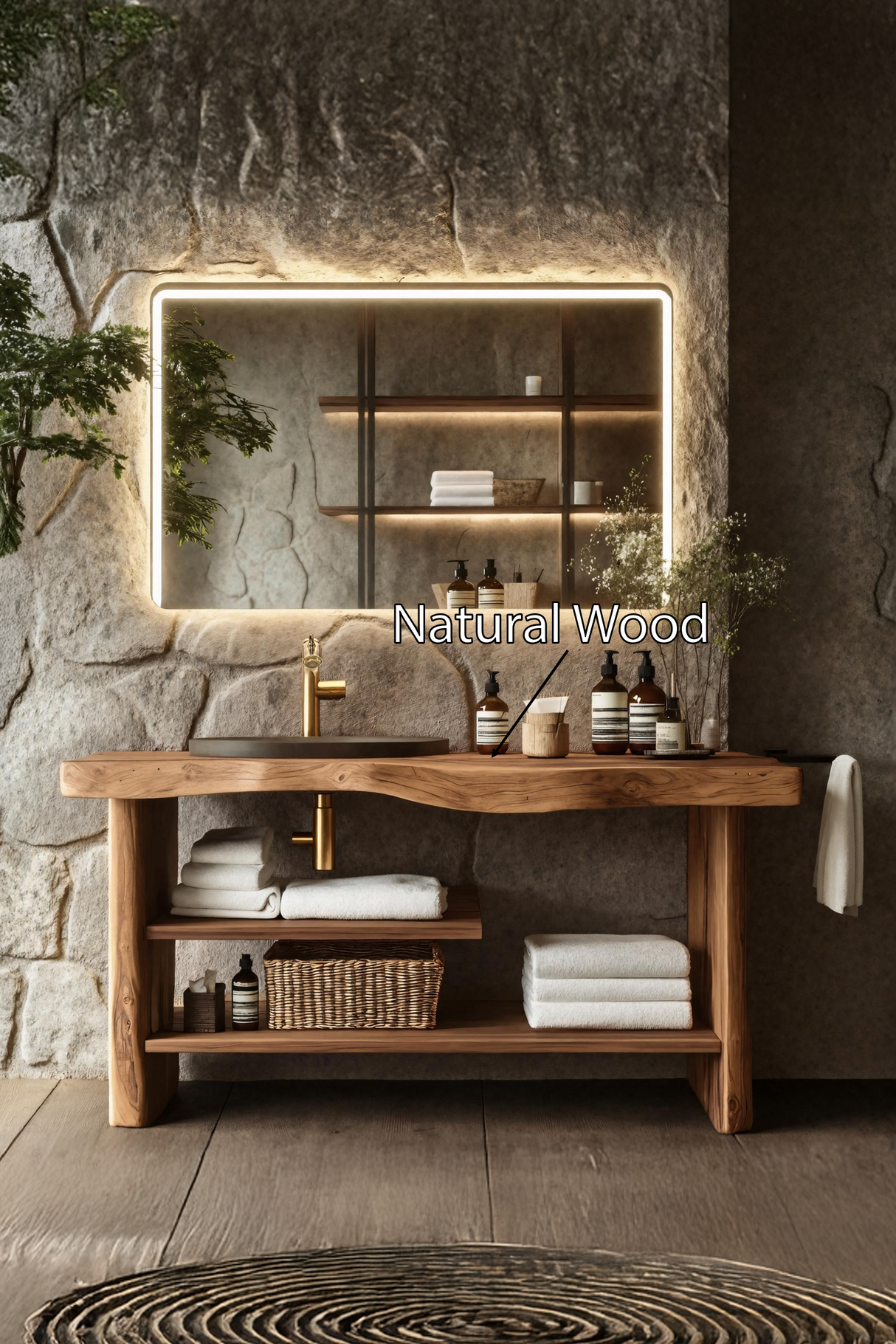 Handcrafted Wooden Storage Vanity For Bathroom Decor