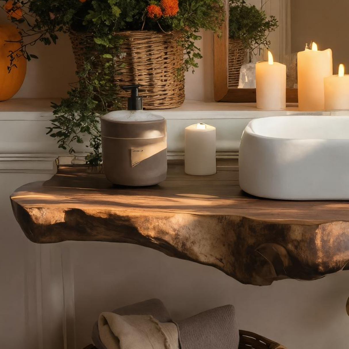 Modern Wooden Live Edge Bathroom Shelf For Furniture Decor Halloween Ideas