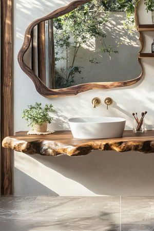 Farmhouse Bathroom Vanity In Solid Oak Wood Style