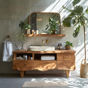 Farmhouse Wooden Vanity For Bathroom Interior Design
