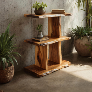Handcrafted Wooden Live Edge Standing Shelf For Bedroom Storage Decor