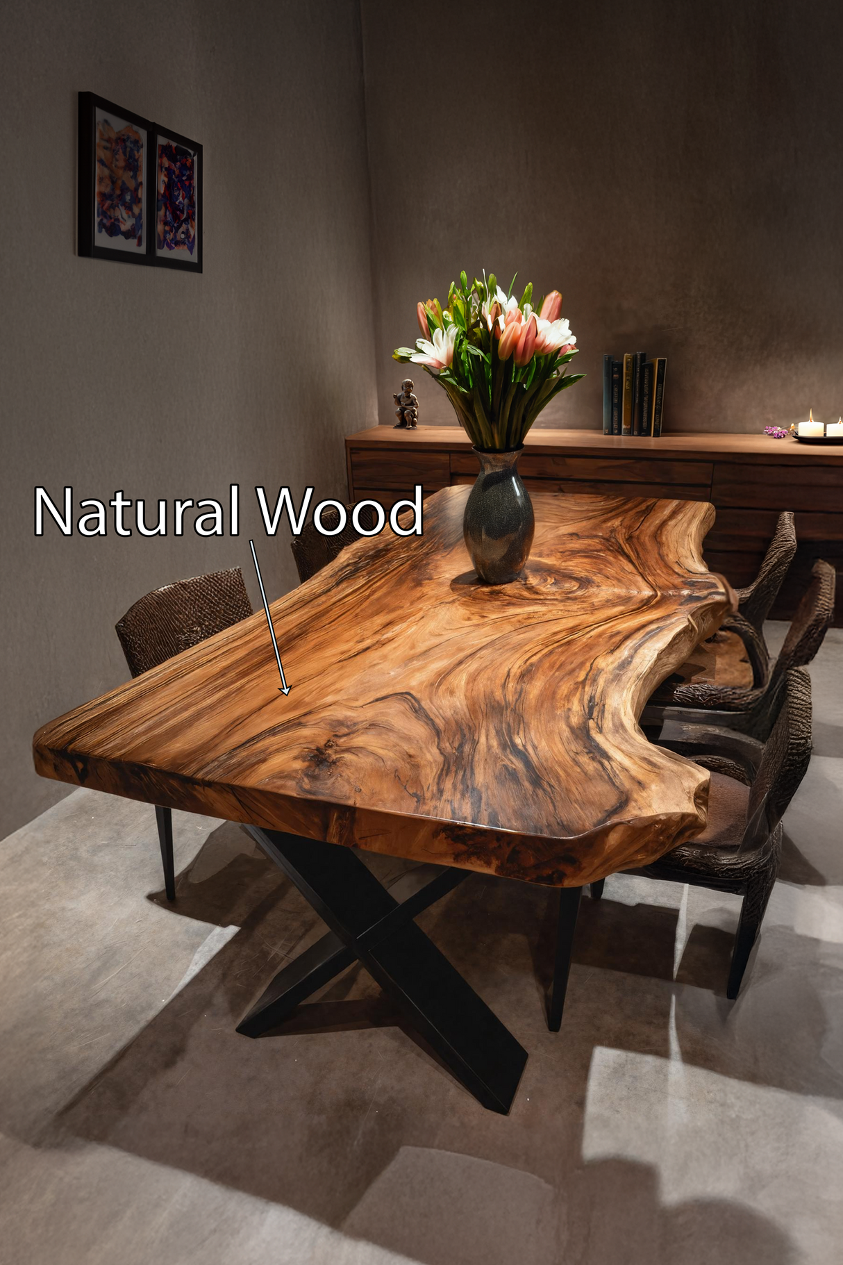 Dining Room Modern Live Edge Dining Table Natural Grain