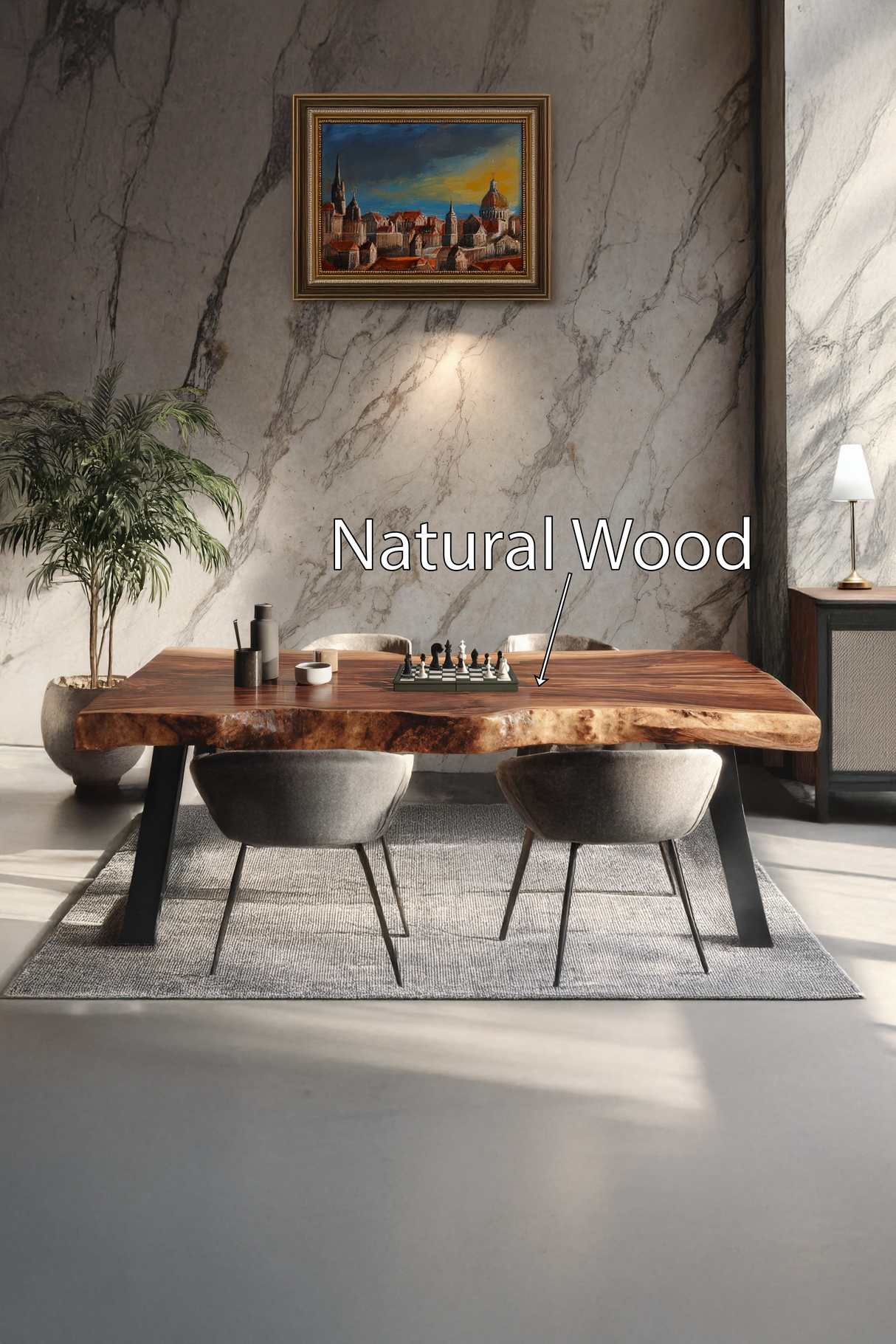 Dining Room Mid Century Live Edge Dining Table Retro Style