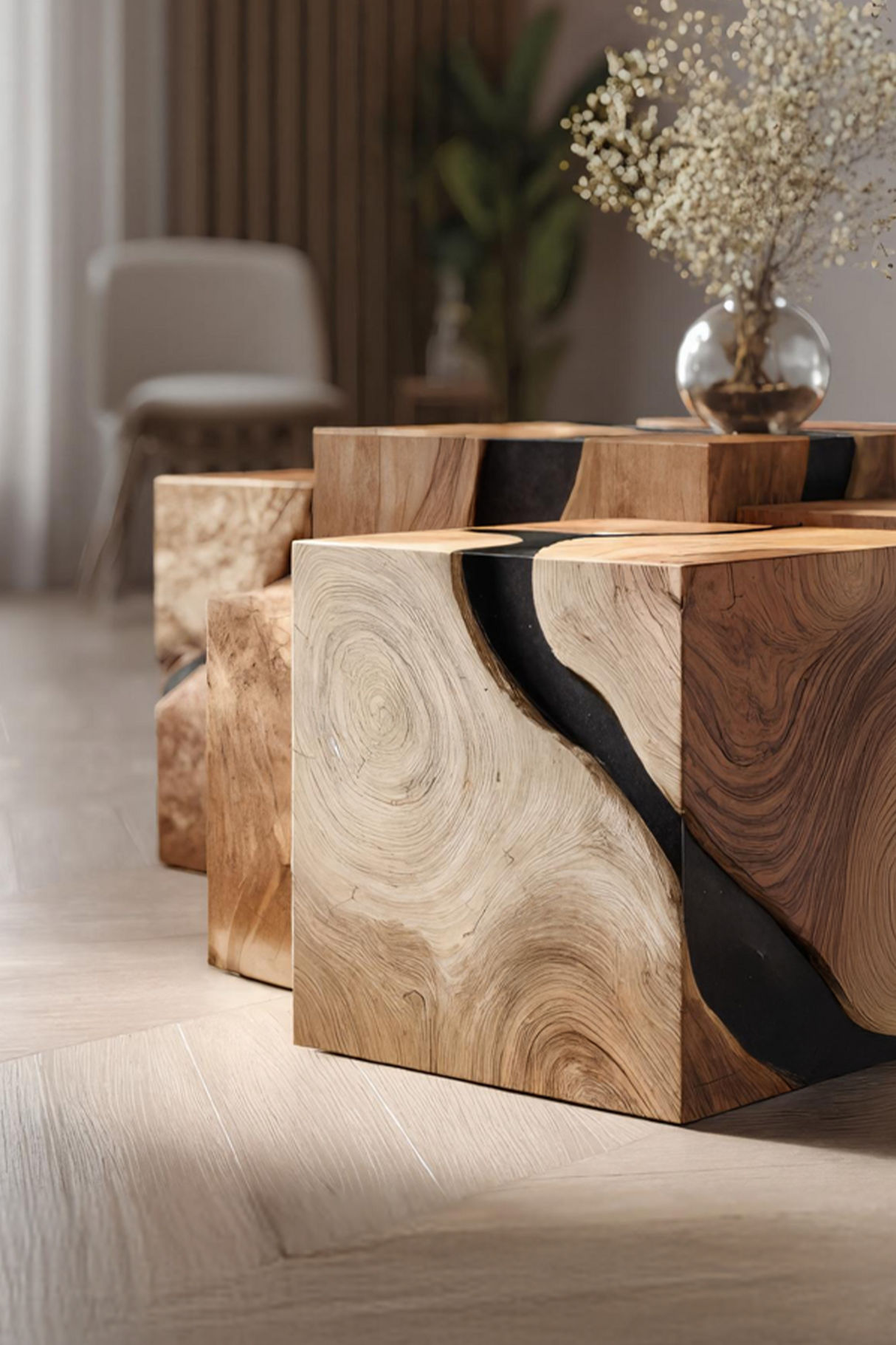 Mid Century Solid Wood Square Table For Living Room