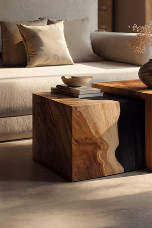 Modern Solid Wood Square Coffee Table For Living Room