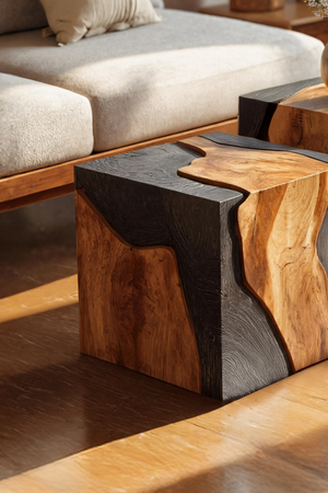 Handcrafted Low Wooden Coffee Table For Unique Living Room