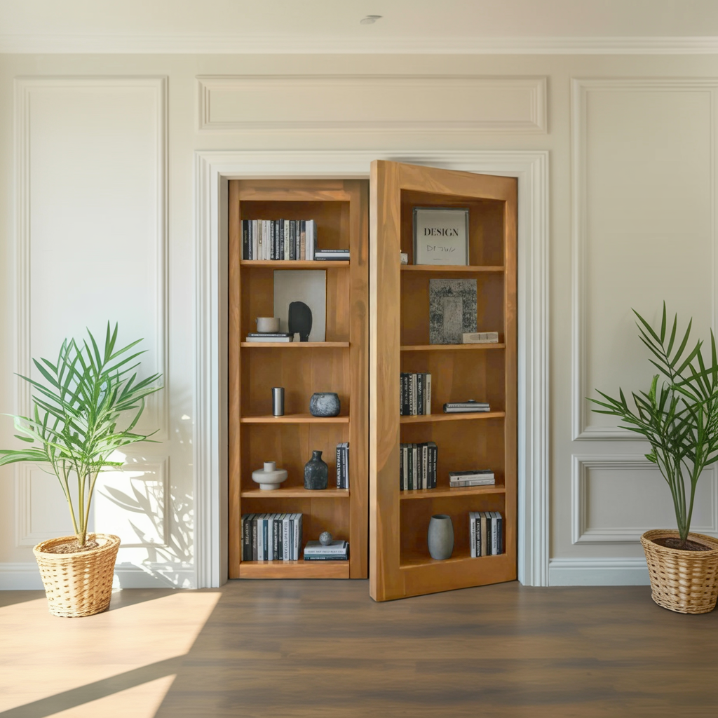 Modern Hidden Door Bookshelf For Home Office Or Living Room