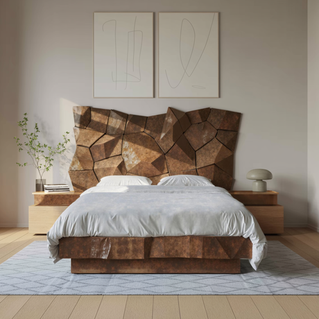 Sculptural Geometric Bed Frame For Modern Bedroom