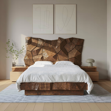 Sculptural Geometric Bed Frame For Modern Bedroom