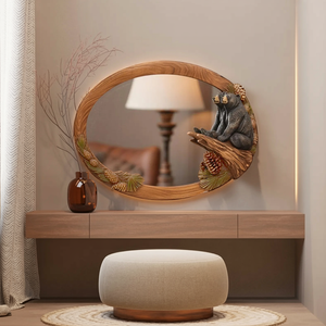 Rustic Bear Mirror Wall Decor For Cozy Cabin Entryway