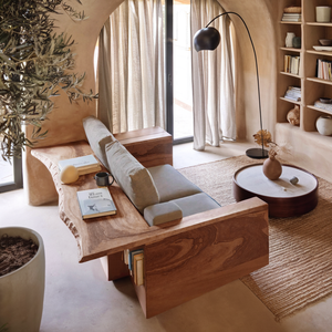 Contemporary Sofa With Built In Side Table For Living Room