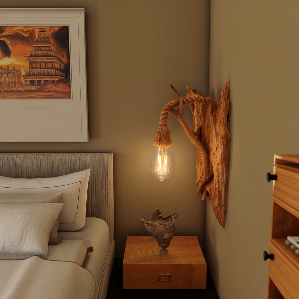 Rustic Wall Lamp For Bedroom And Hallway Lighting