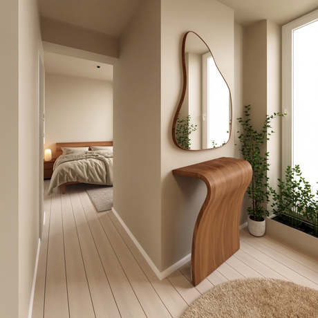 Modern Sculptural Curved Console Table For Entryway And Living Room