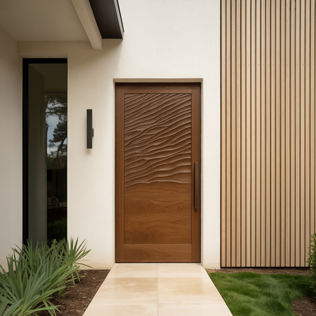 Modern Wave Pattern Front Door Design For Entryway