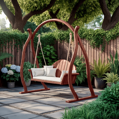 Curved Frame Garden Swing Bench For Outdoor Relaxation