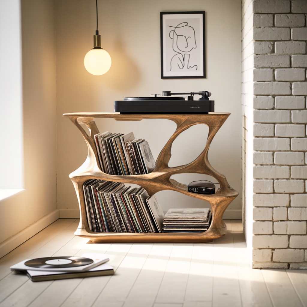 Mid Century Record Stand Vinyl Storage Solution