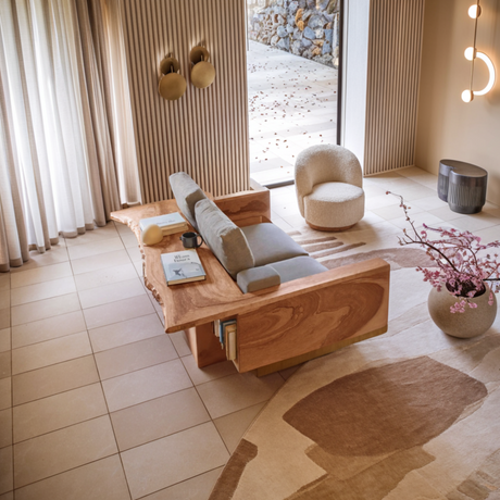 Contemporary Sofa With Built In Side Table For Living Room