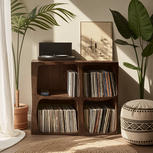 Mid Century Live Edge Record Stand Modern Living Room