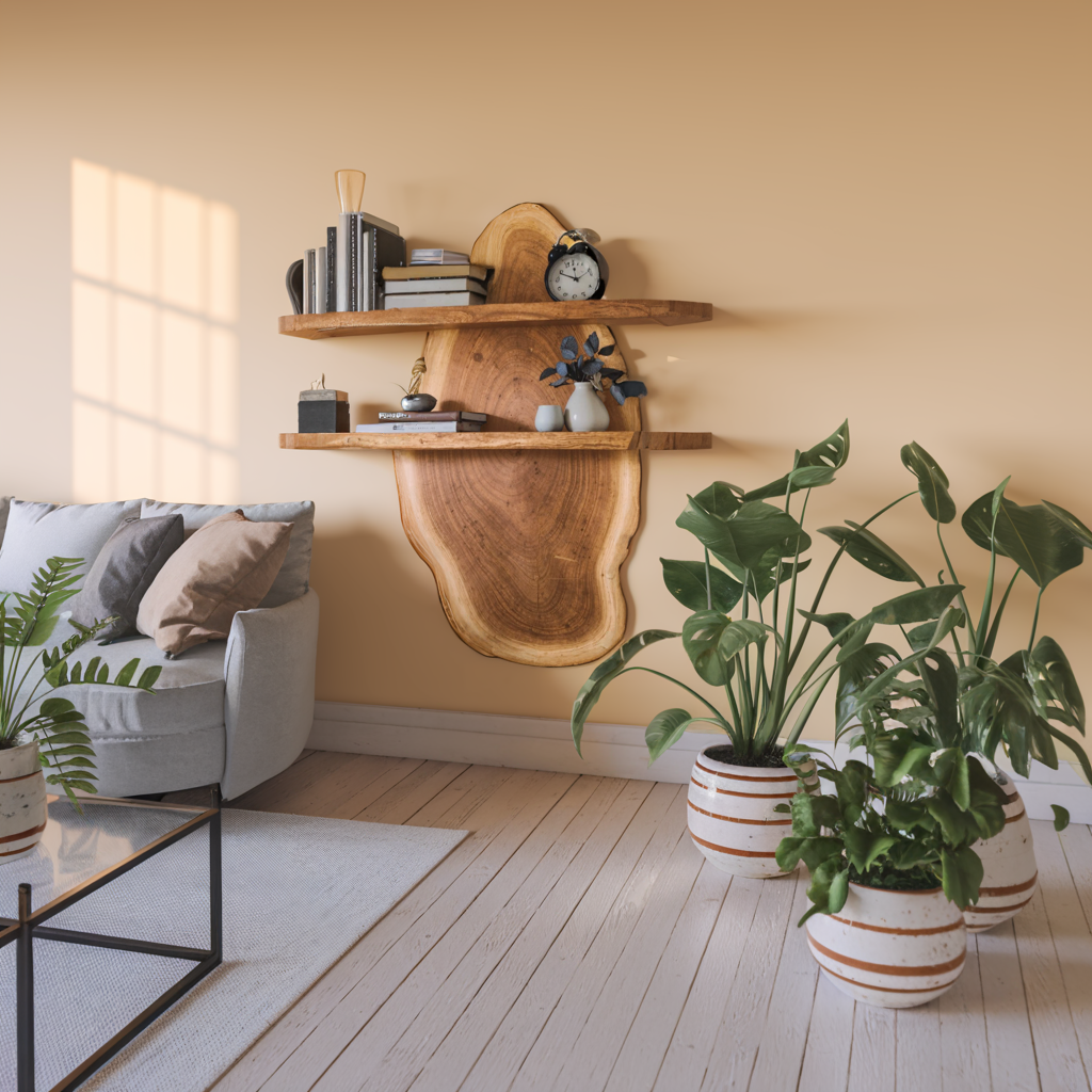 Live Edge Wall Shelf For Bedroom And Workspace Decor