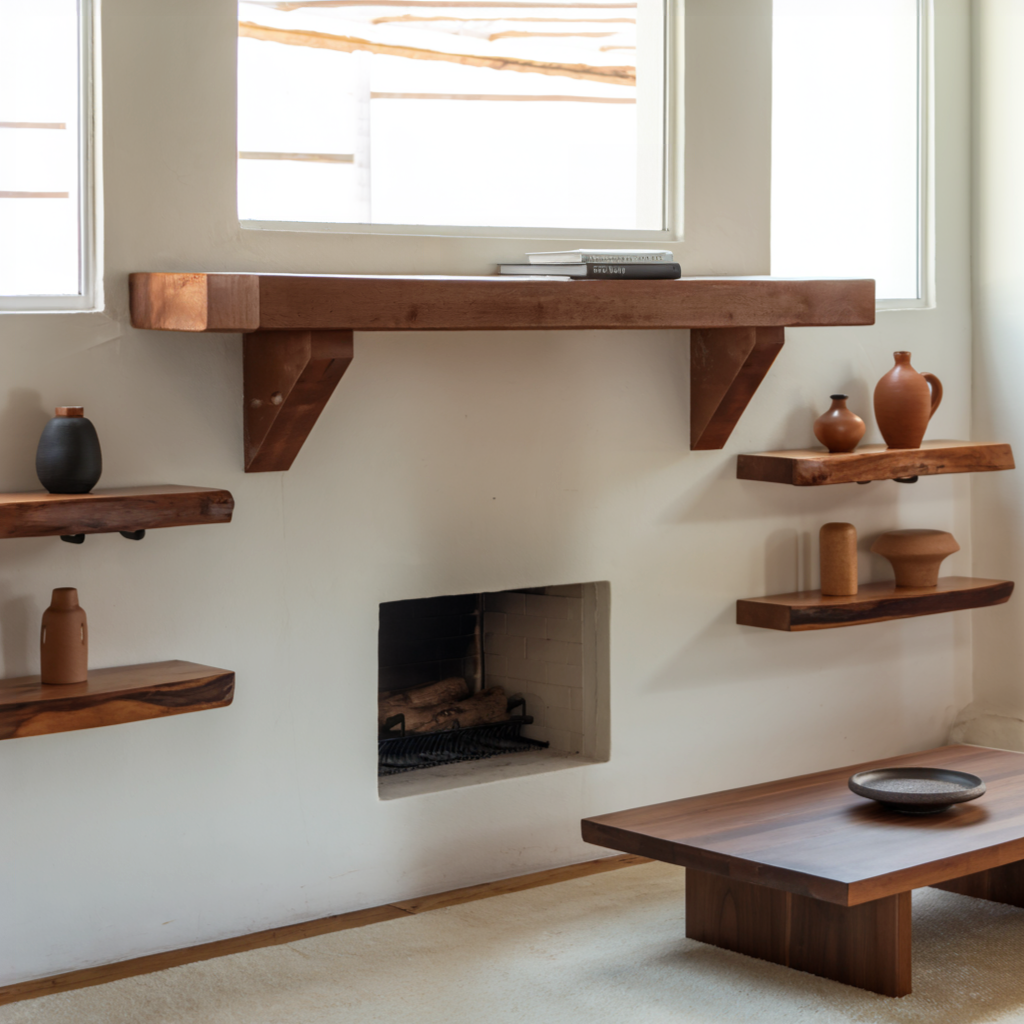Rustic Fireplace Mantel Shelf For Living Room Cabin Decor