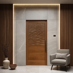 Modern Wave Pattern Front Door Design For Entryway