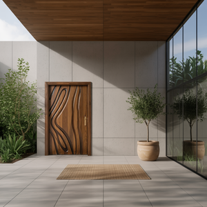 Modern Carved Wooden Door For Interior Entryway