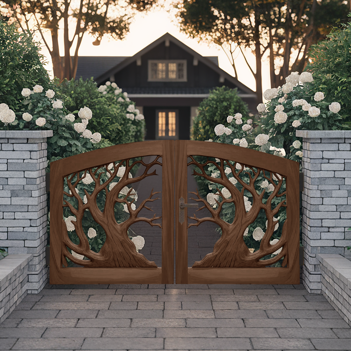 Rustic Tree Branch Gate Design For Garden Entrance