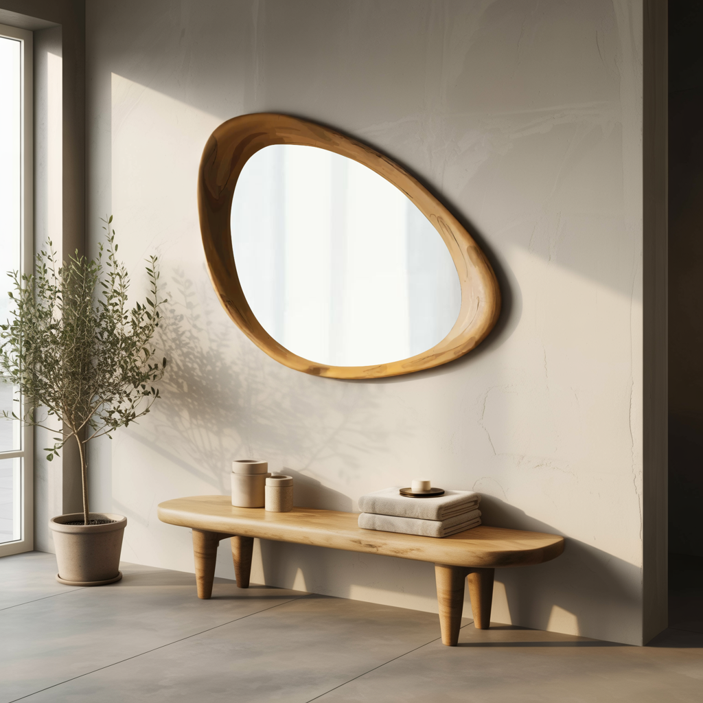 Modern Organic Shaped Wall Mirror For Living Spaces