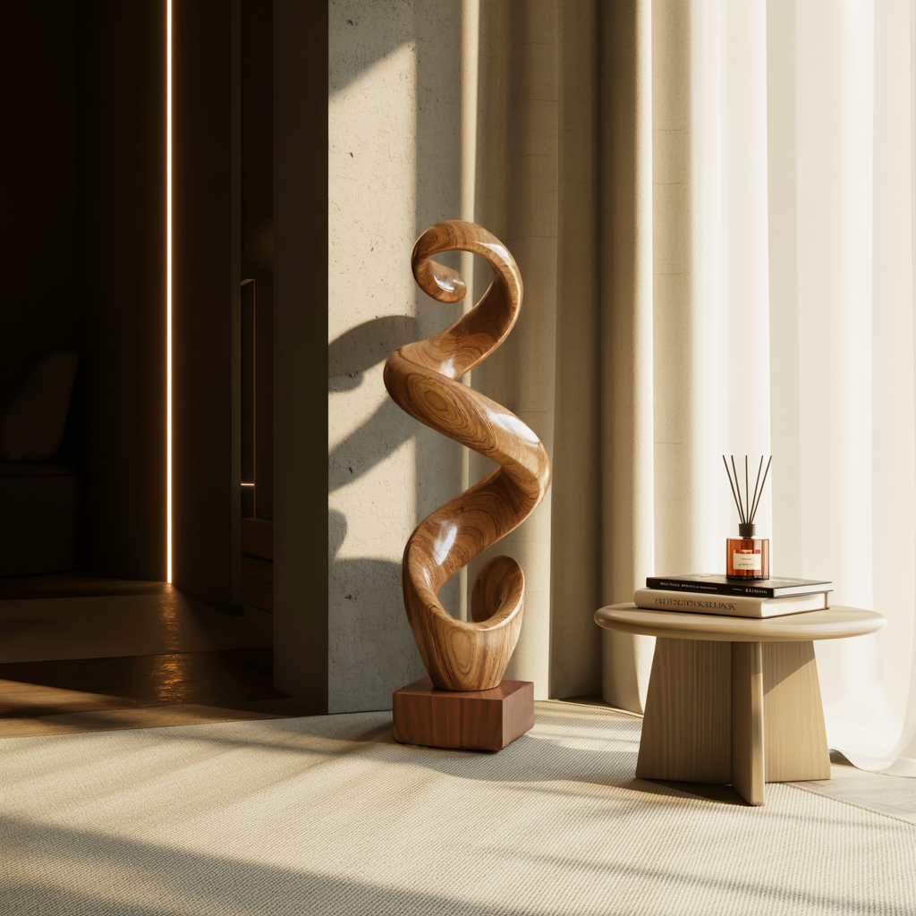 Rustic Large Twisted Spiral Floor Art For Office Decor