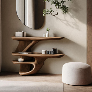 Handcrafted Live Edge Cosmetic Table for Bathroom Use