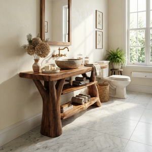 Modern Solid Wood Bathroom Vanity Live Edge For Luxury Spa Bathroom