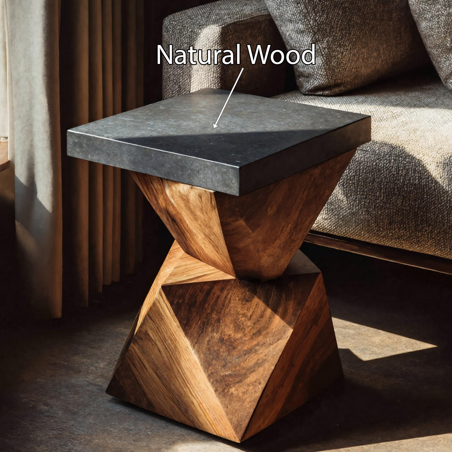 Farmhouse Solid Wood End Table For Cottage Living Room