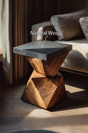 Farmhouse Solid Wood End Table For Cottage Living Room