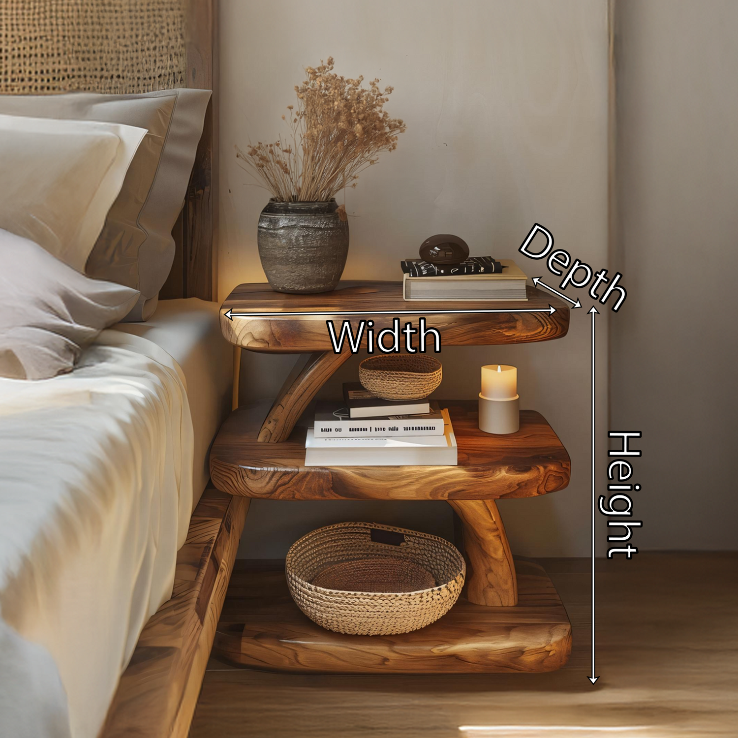 Mid Century Handcrafted Wooden Side Table For Furniture Decor