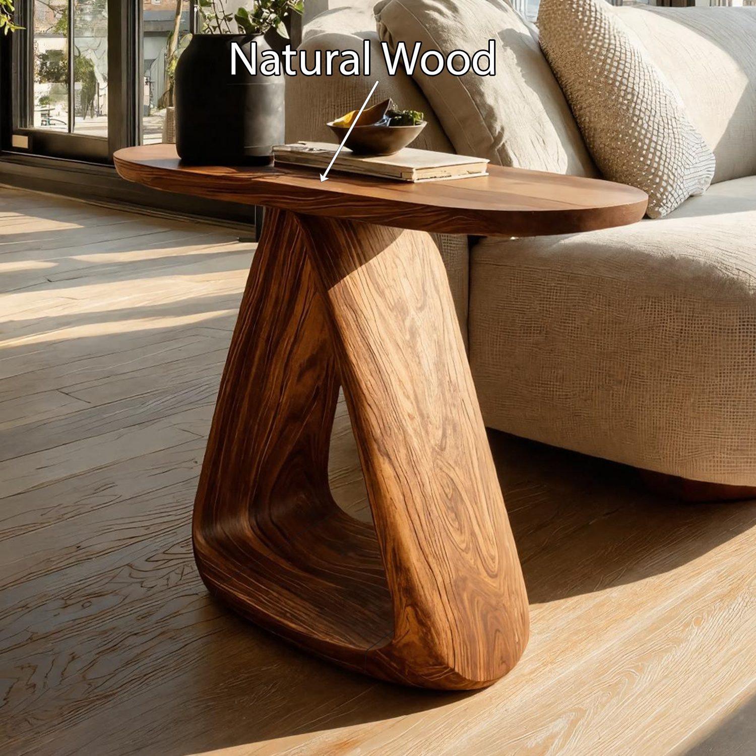 Mid Century Live Edge Side Table For Rustic Home Decor