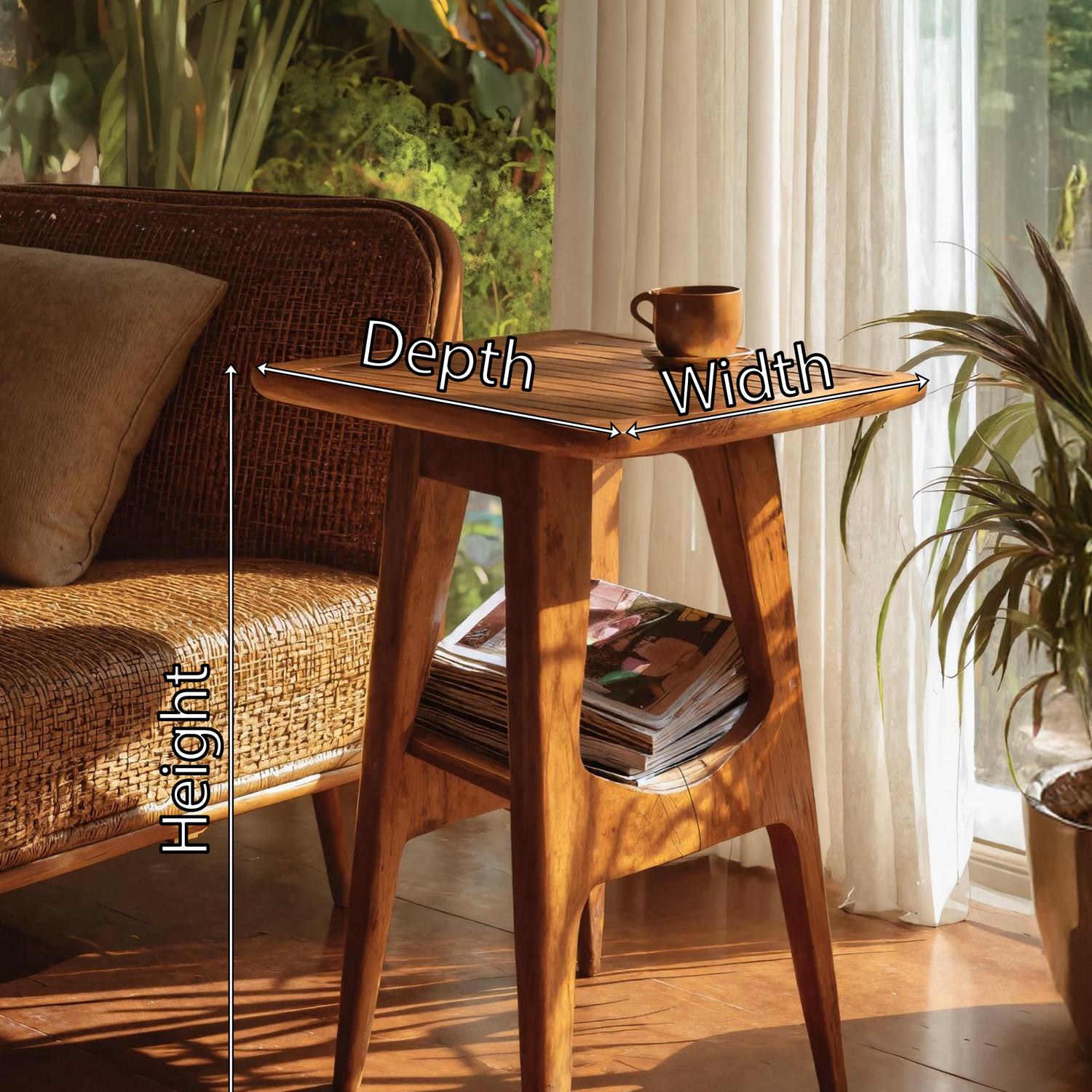 Modern Handcrafted Wooden Side Table For Bedroom Furniture Decor