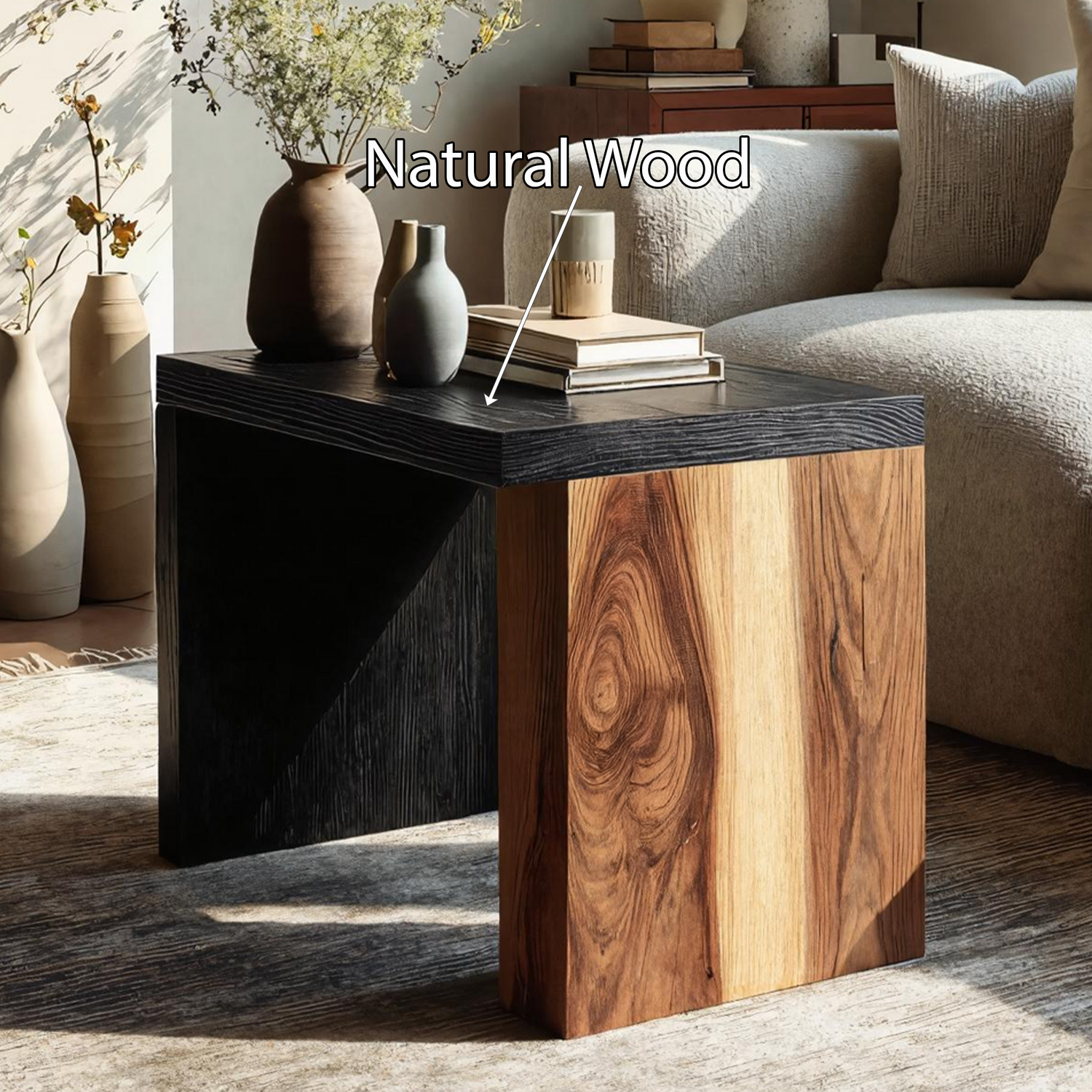 Farmhouse Solid Wood End Table For Bedroom Decor Accent