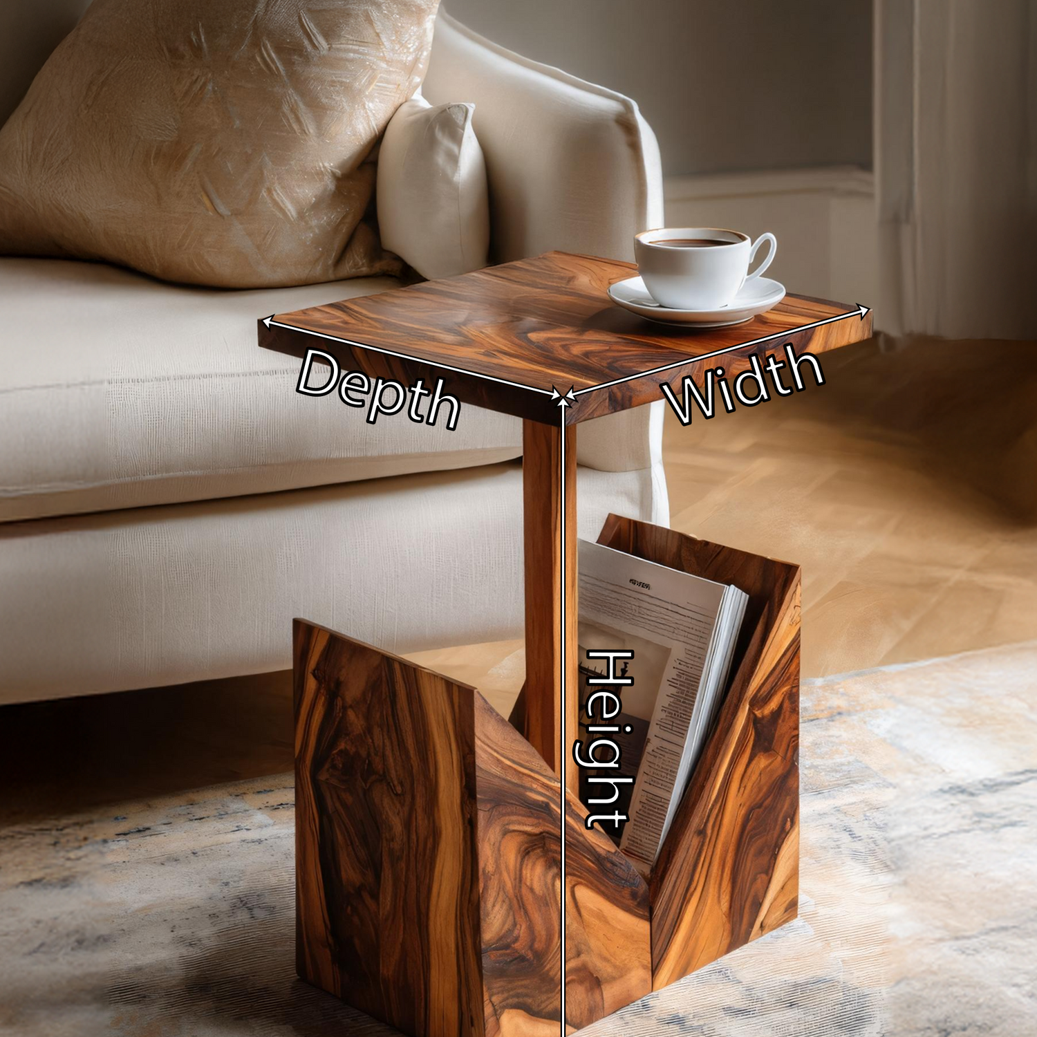 Farmhouse Handcrafted Wooden Side Table For Bedroom Decor