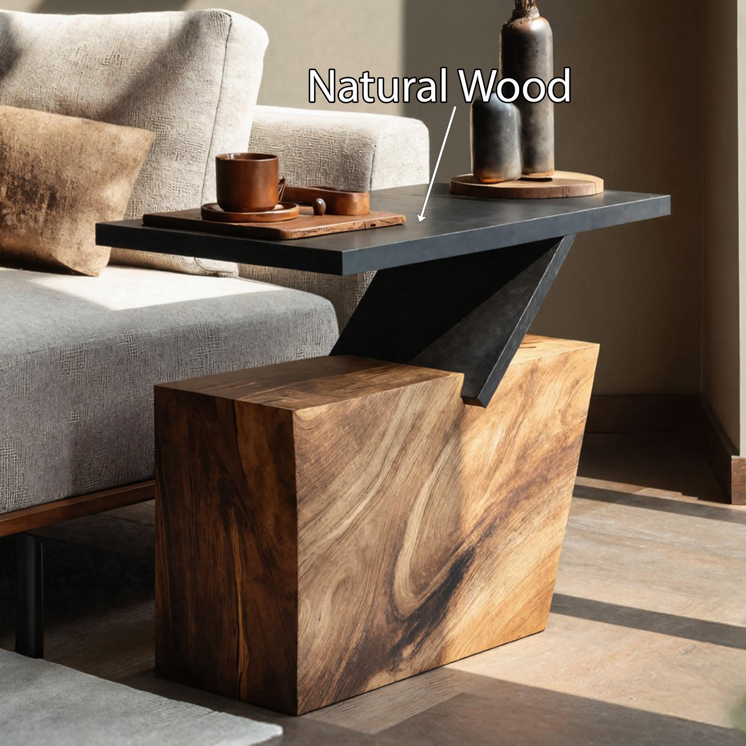 Mid Century Wooden Side Table For Living Room Accent Decor