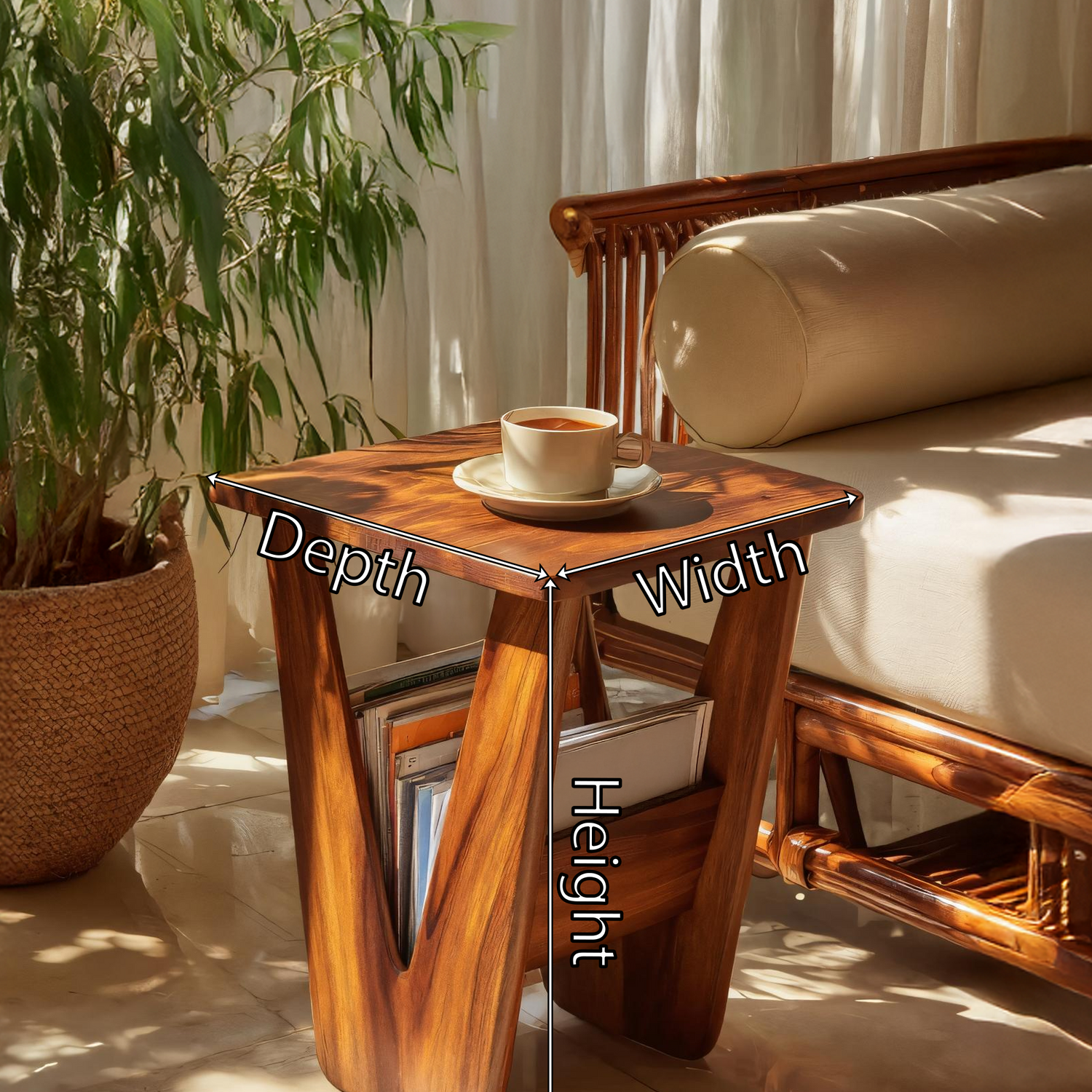 Handcrafted Solid Wood Side Table For Entryway And Living Room Decor