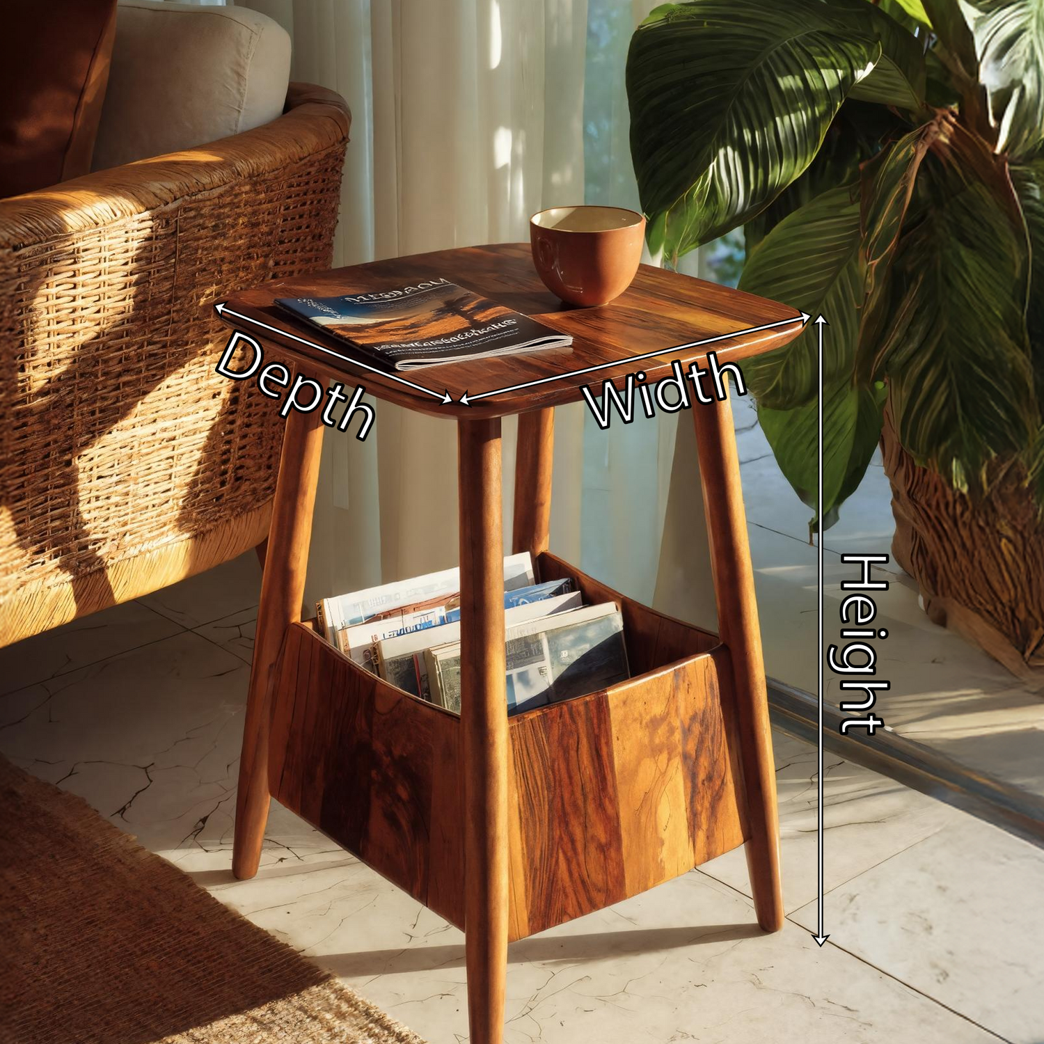 Handcrafted Wooden Side Table For Living Room And Furniture Decor