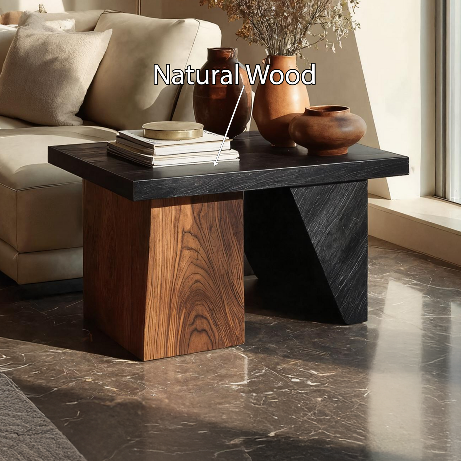 Modern Solid Wood End Table For Entryway Accent Table