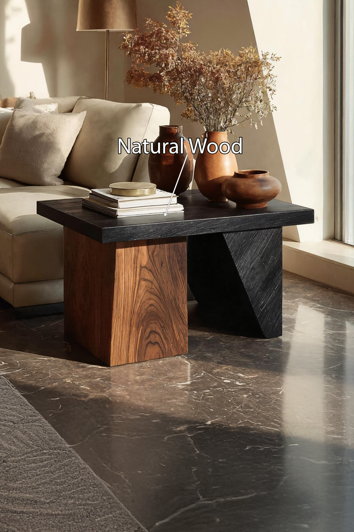 Modern Solid Wood End Table For Entryway Accent Table