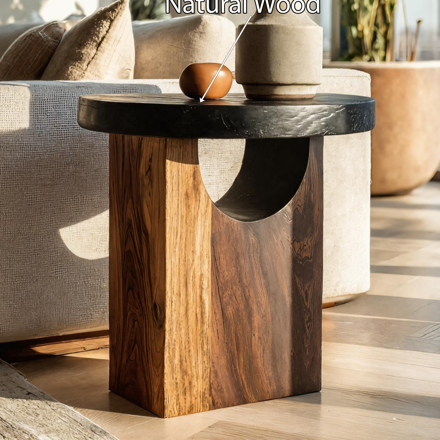 Farmhouse Solid Wood End Table For Barn Style Interiors