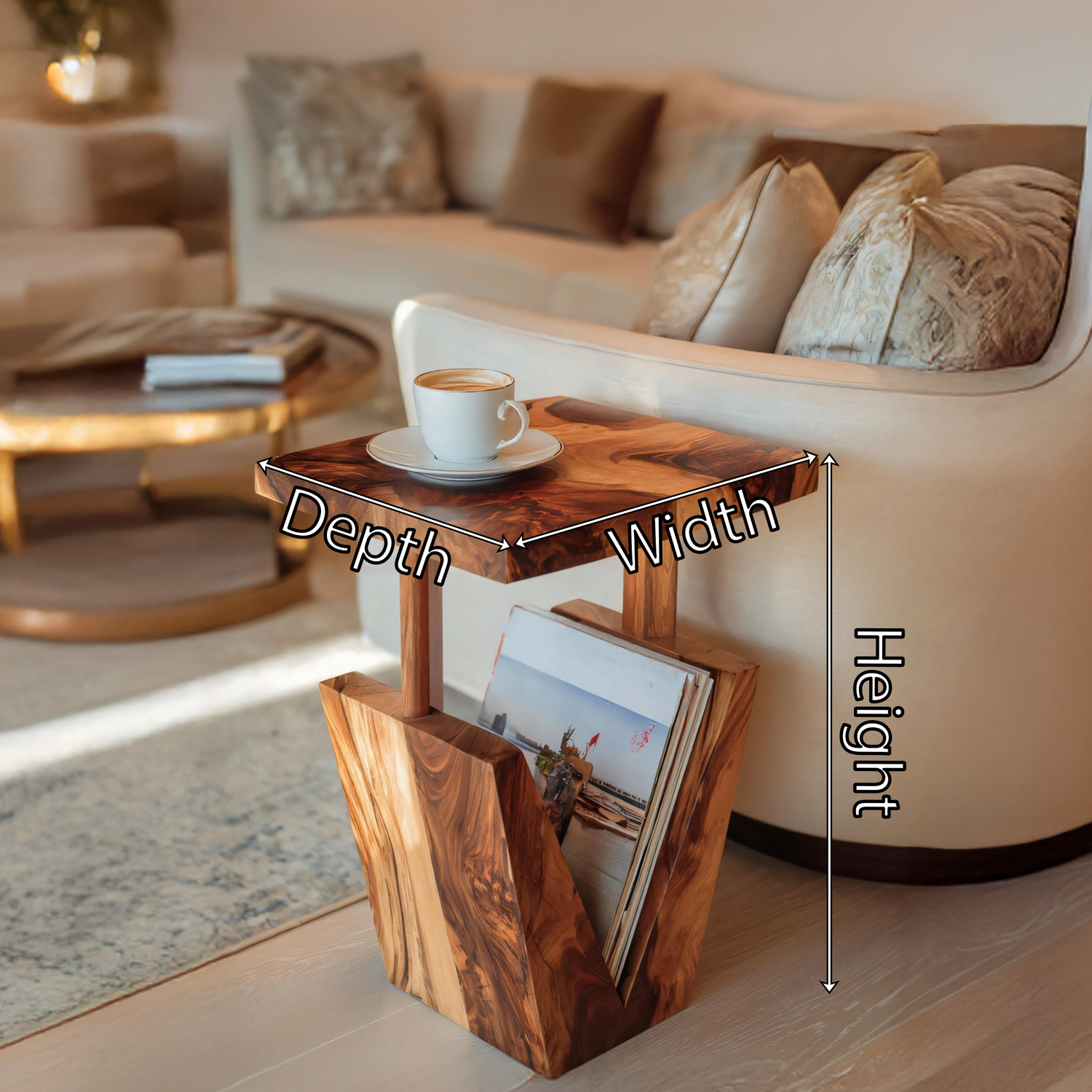 Modern Solid Wood Side Table For Living Room Furniture Decor