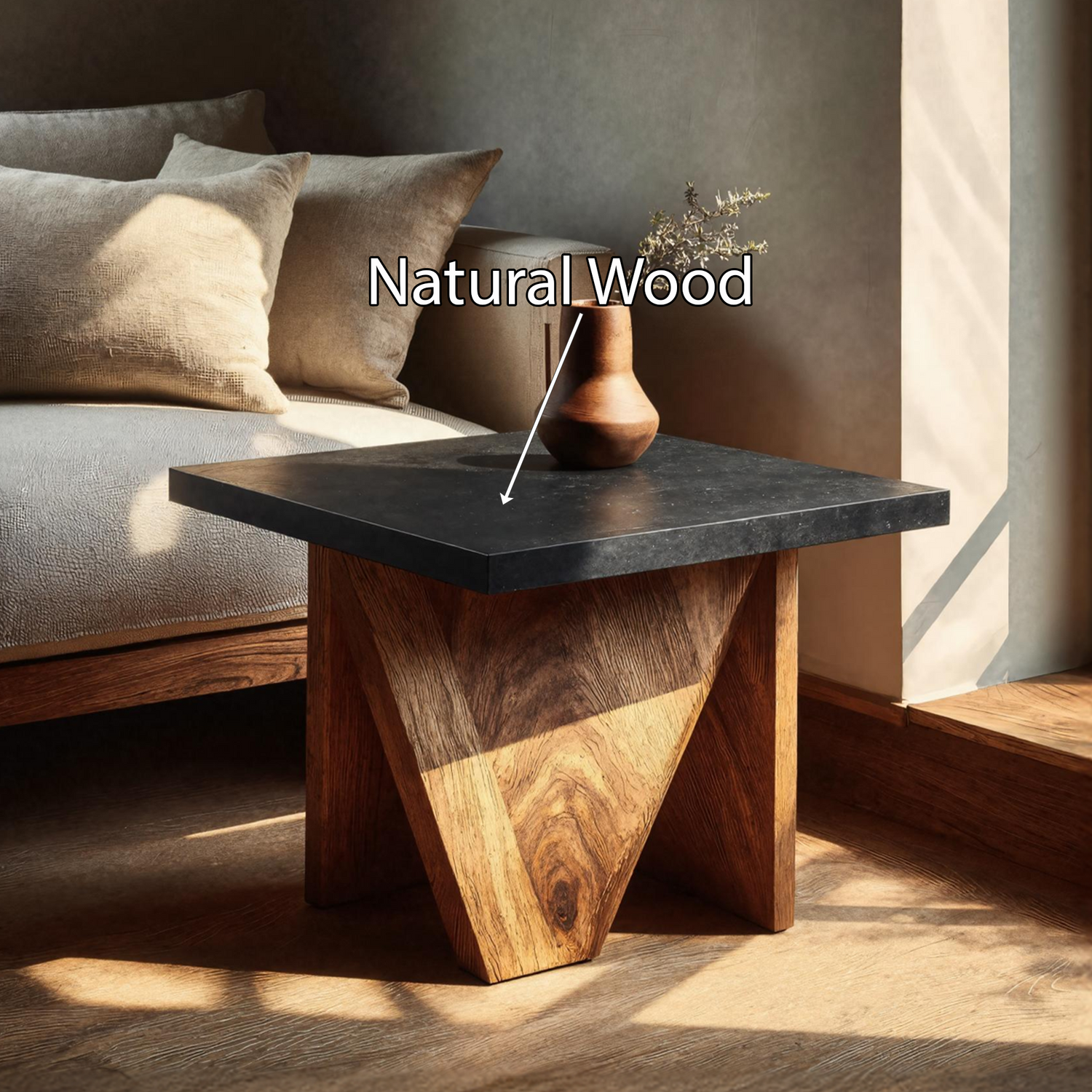 Handcrafted Solid Wood End Table For Minimalist Bedroom