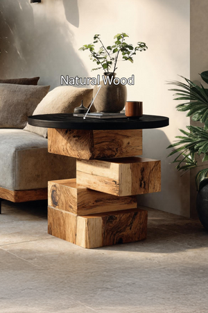 Handcrafted Wooden Side Table For Boho Furniture Styling